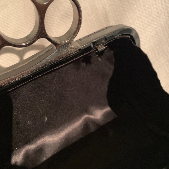 Black Embellished Knuckle Clutch - Picture 6 of 7